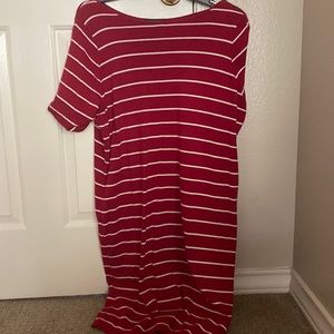 Red and White Striped Dress